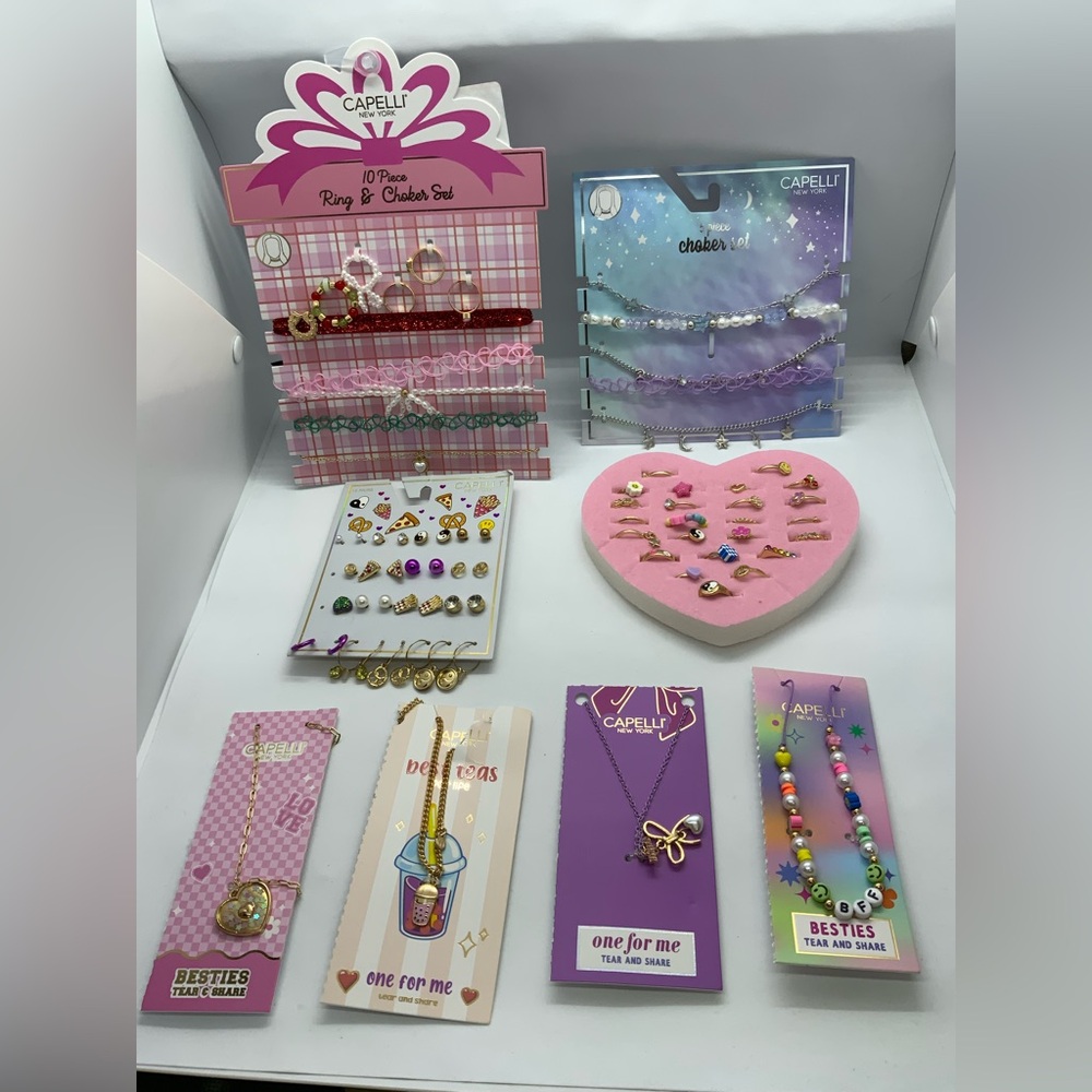 Capelli of New York Kids Jewelry Set with Pink and Gold Accents